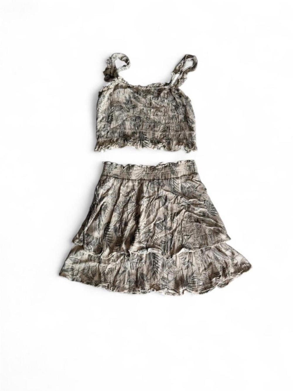🤍 Paper Crane Two‑Piece Ruched Set — Small